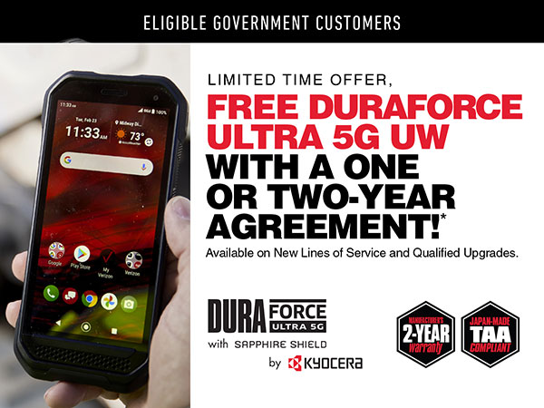 Duraforce Ultra 5G Verizon Free with a One or Two Year Agreement